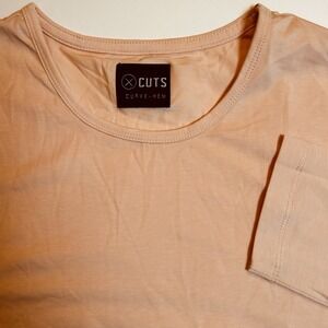 Cuts Clothing Men's Long Sleeve Crew Neck Curve Hem Tee T-Shirt Blush Sz XL NWT